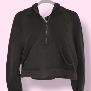 Lululemon Black Cropped Half Zip Hoodie Pullover Women’s Medium Large